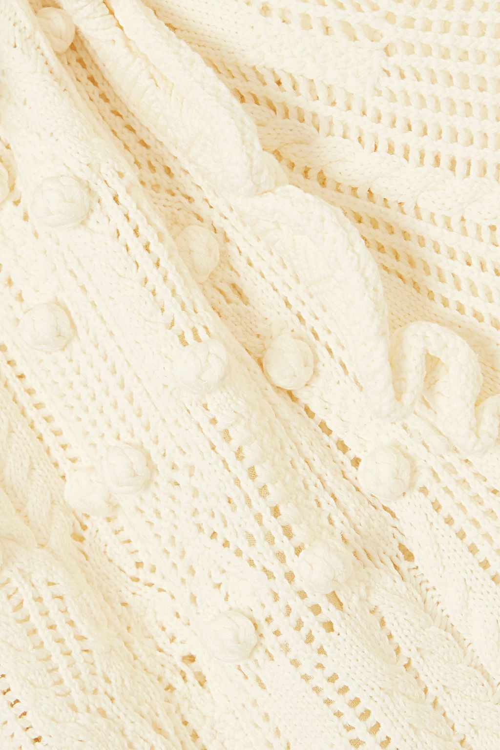 ULLA JOHNSON かぎ針編みコットン混 ミディワンピース ラッフル付き