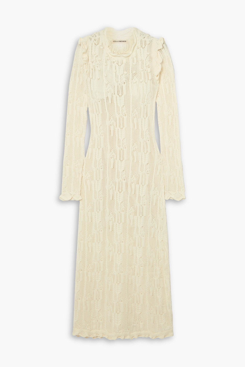 Ulla Johnson - Antoille ruffled crocheted cotton-blend midi dress - White - XL