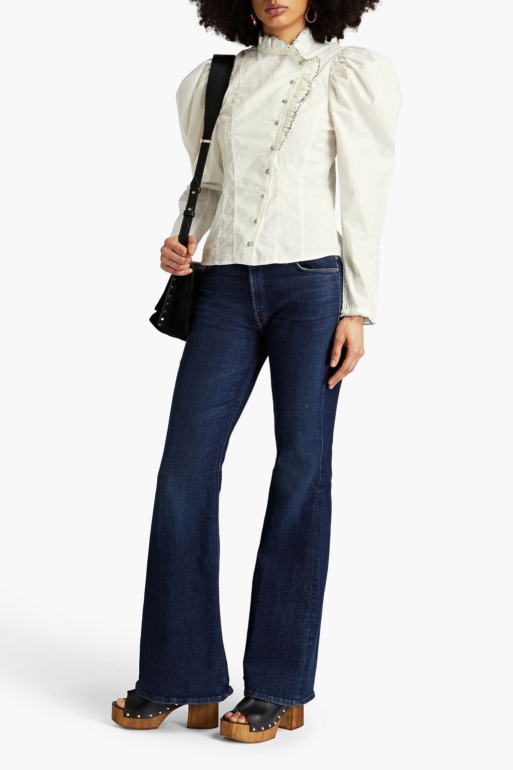 ULLA JOHNSON Lamont embellished cotton-poplin blouse