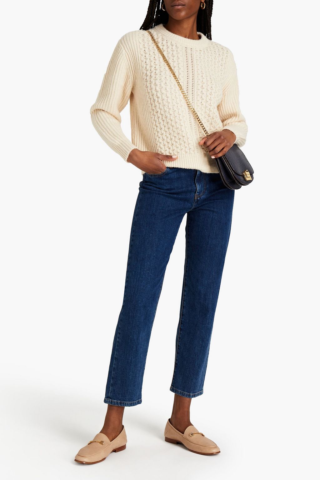 SEE BY CHLOÉ Cable-knit cotton, wool and alpaca-blend sweater