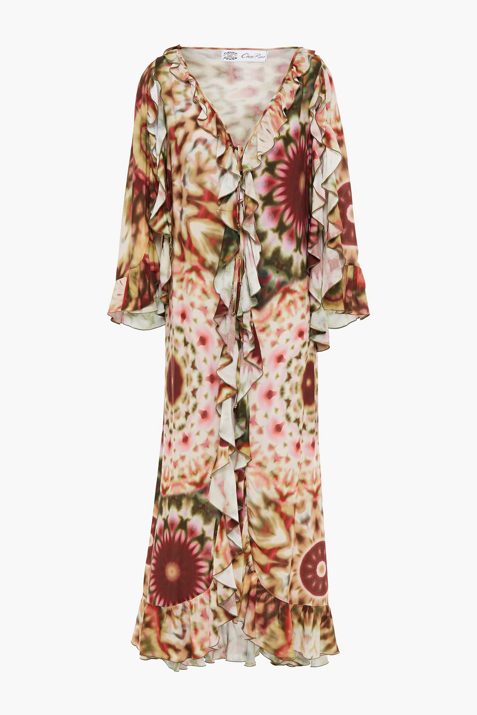 Charo Ruiz Ibiza Woman Ruffled Printed Voile Jacket Red Size S