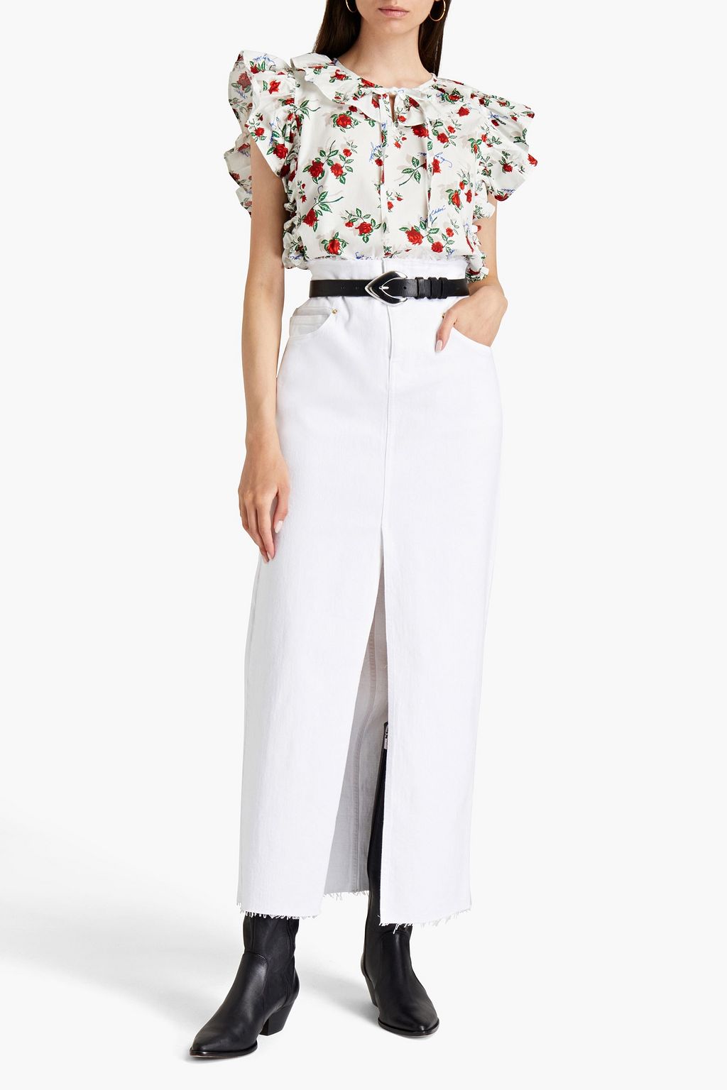 SEE BY CHLOÉ Ruffled floral-print cotton top