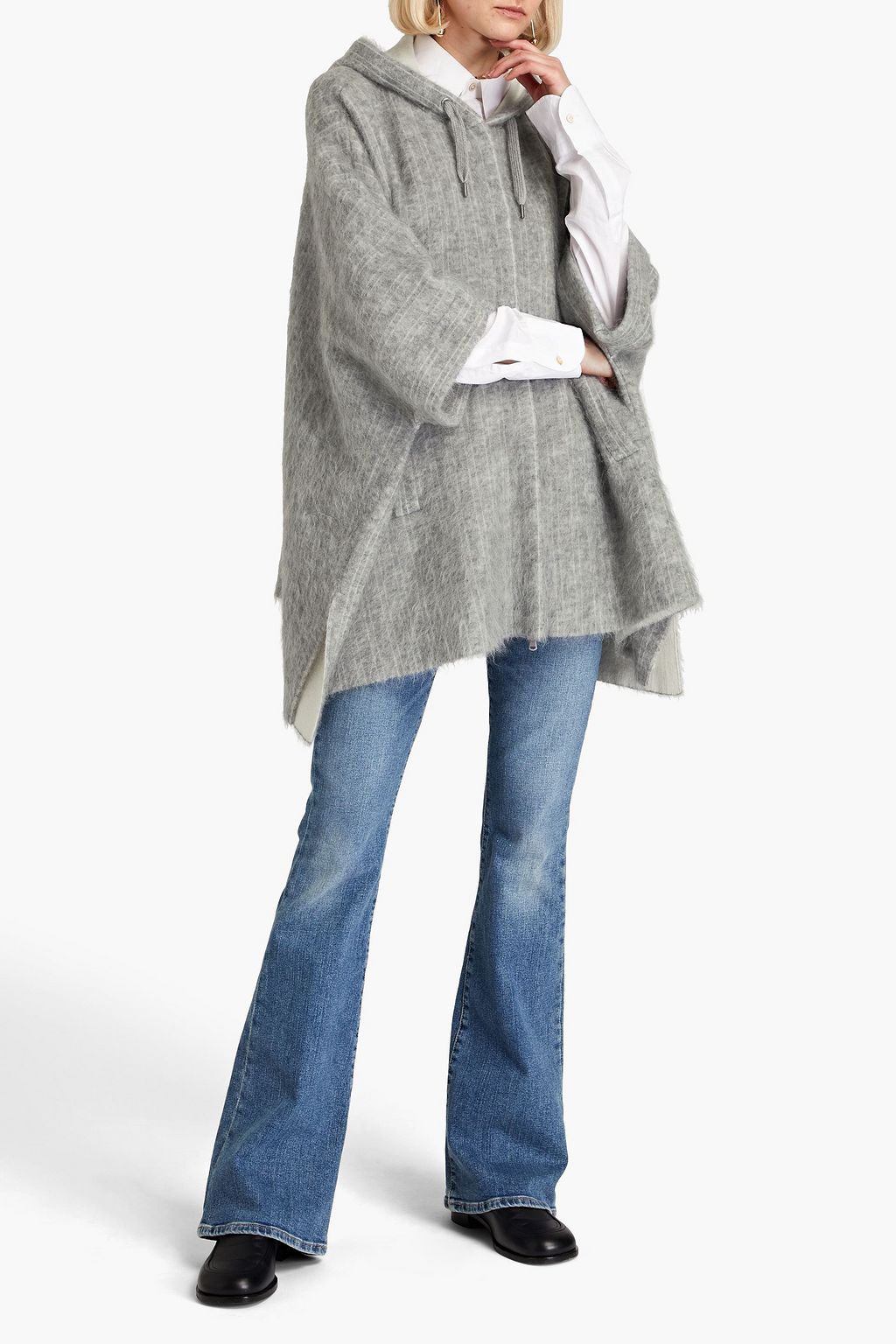 BRUNELLO CUCINELLI Mélange brushed knitted hooded jacket