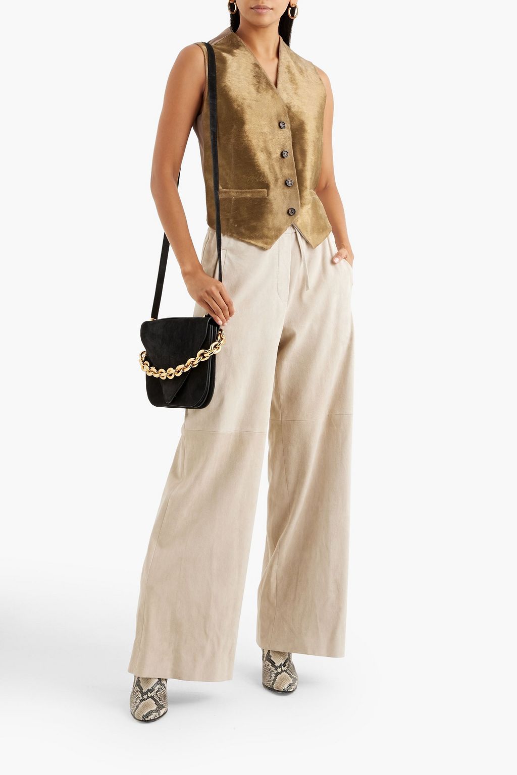 BRUNELLO CUCINELLI Suede wide-leg pants