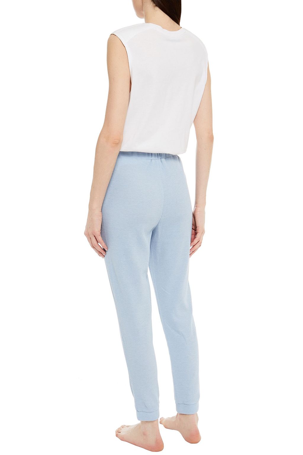 NATURAL SKIN Waffle-knit organic cotton-blend pajama pants