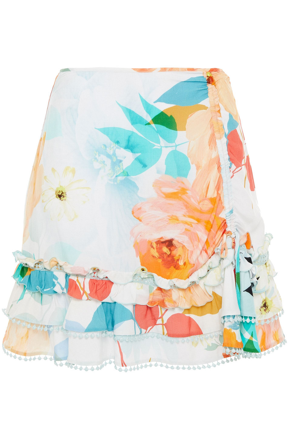 Charo Ruiz Ibiza Woman Ruffled Floral-print Voile Mini Skirt White Size M