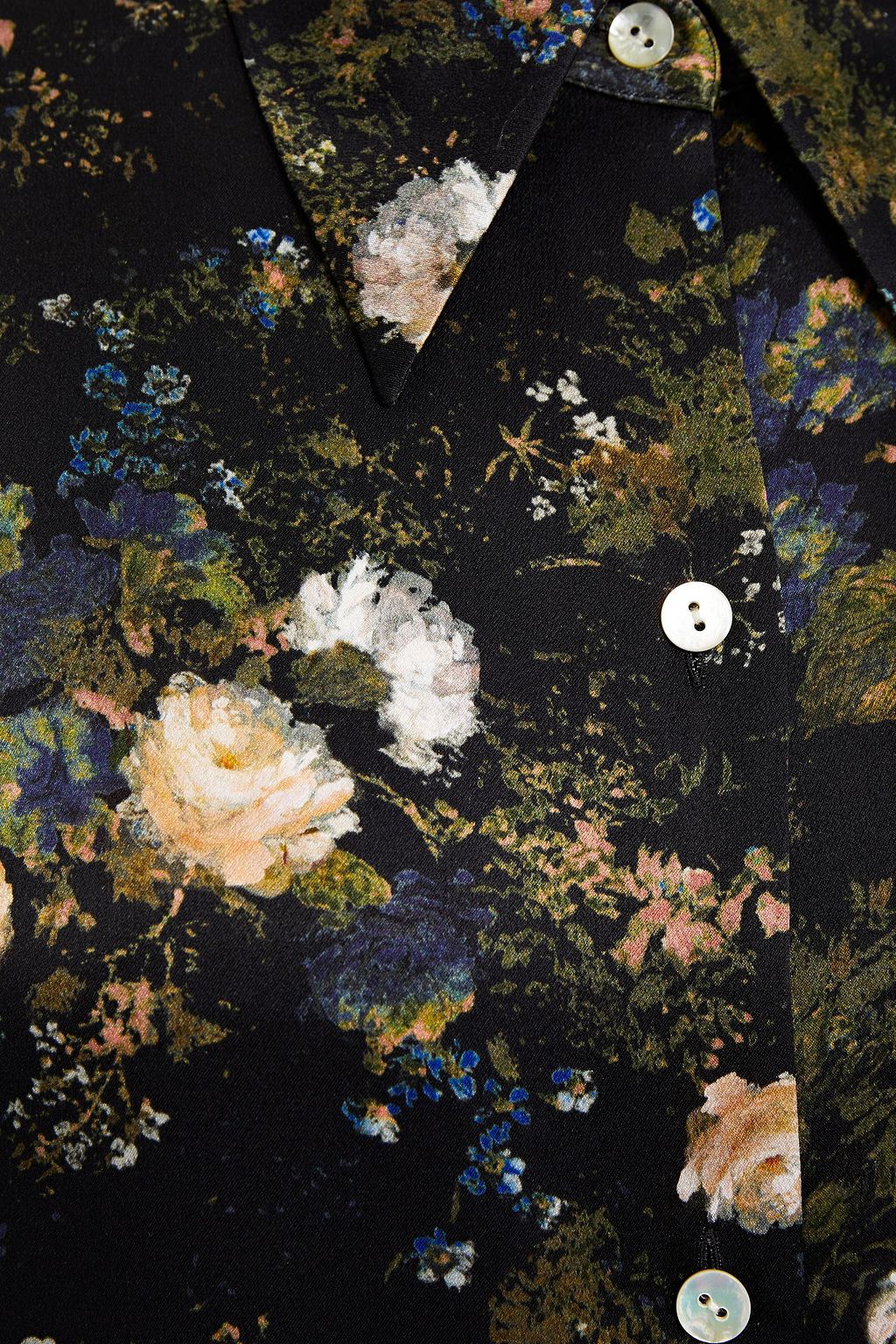 VINCE. Floral-print silk-satin shirt