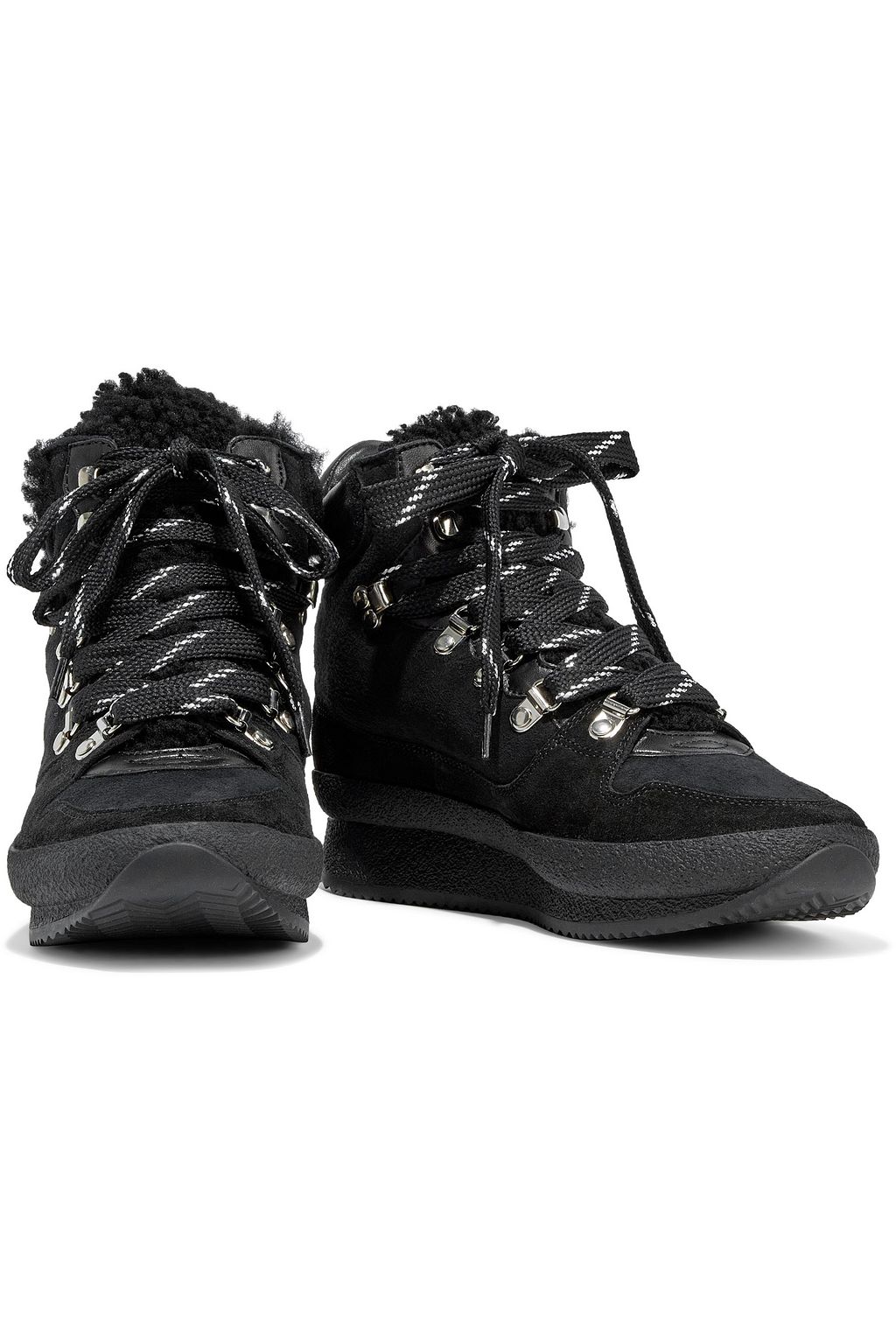 ISABEL MARANT Brendty shearling-trimmed leather and suede ankle boots