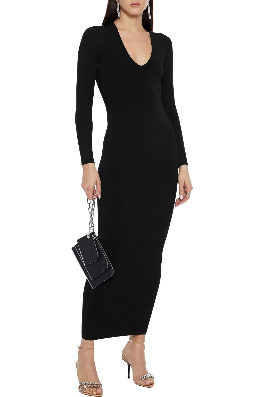 ALEXANDER WANG Logo-appliquéd stretch-knit maxi dress