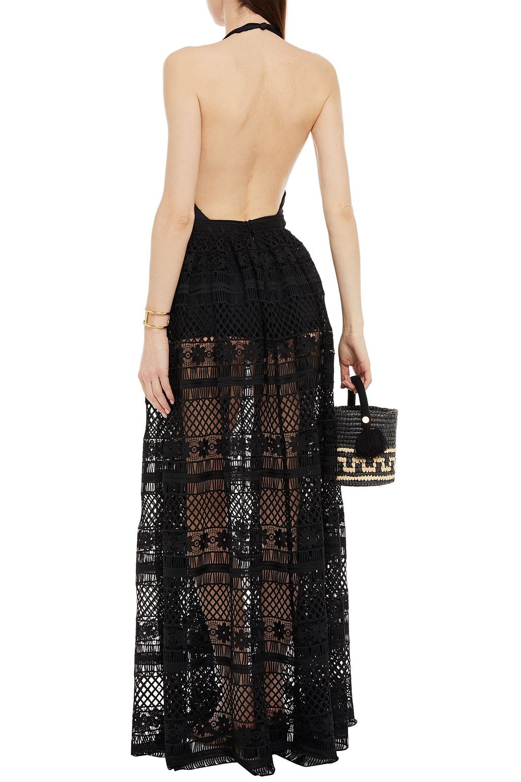 CHARO RUIZ IBIZA Gathered crocheted-lace maxi skirt