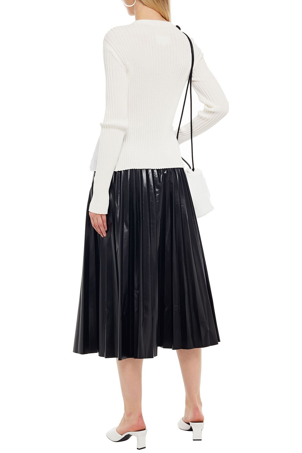 MM6 MAISON MARGIELA Ribbed knit-paneled cotton-poplin top
