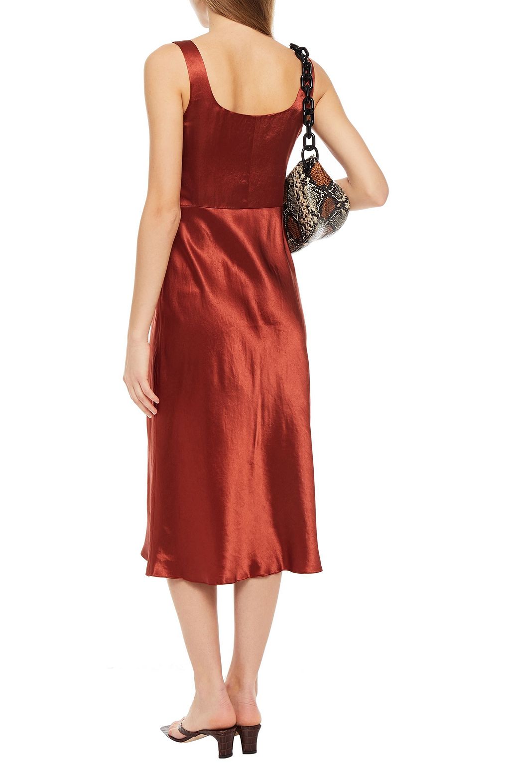 VINCE. Crinkled-satin midi dress