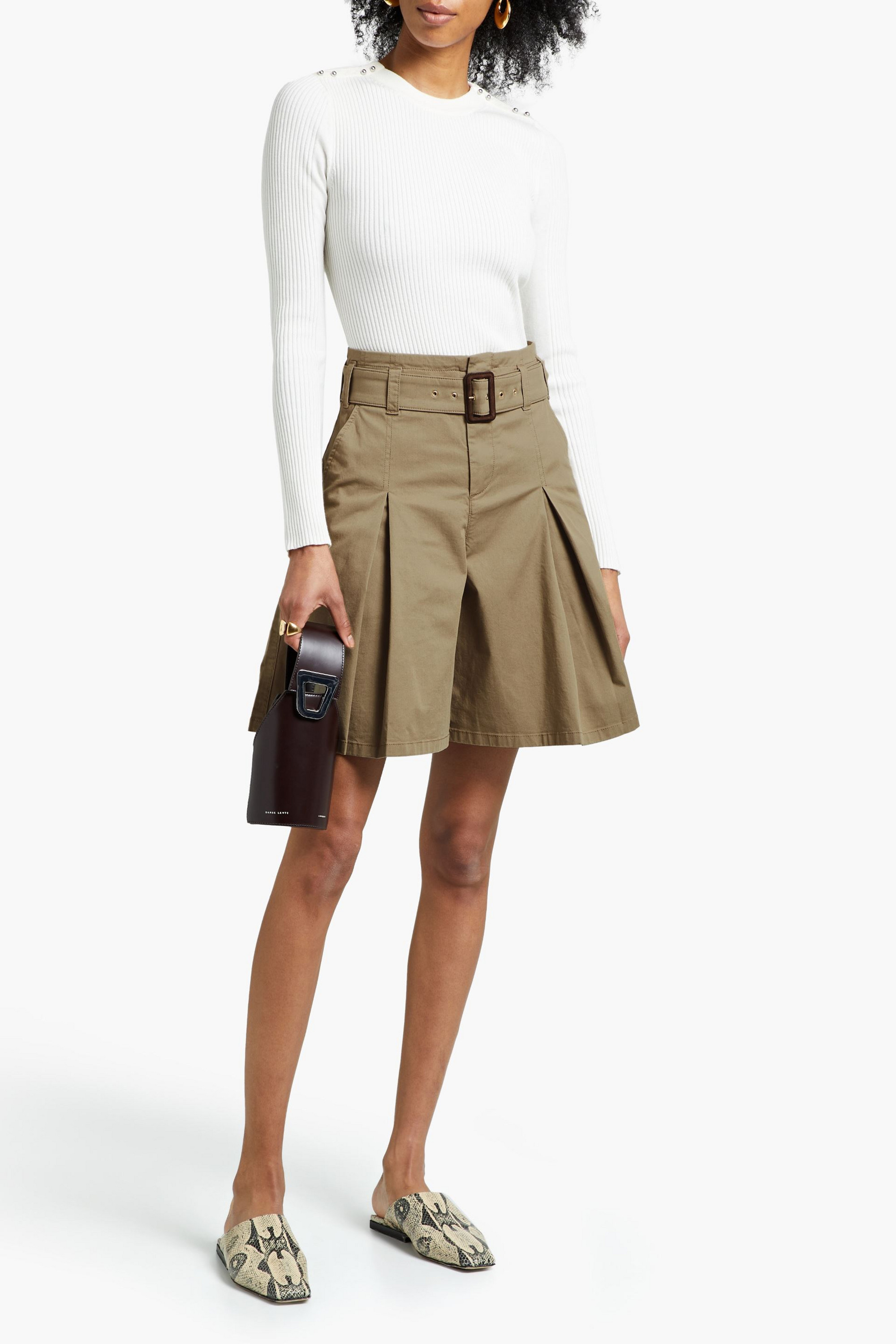 Purdey Pleated cotton-blend gabardine shorts