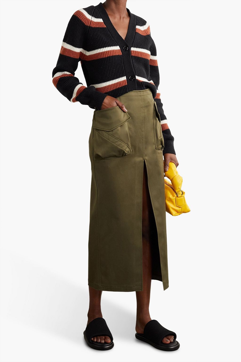 MARNI Cardigan aus gerippter Wolle mit Streifen