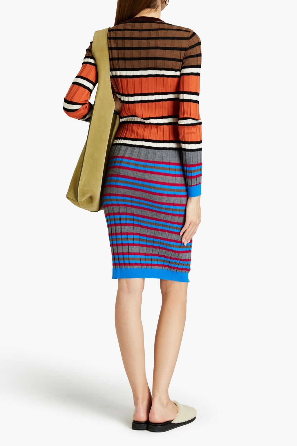 MARNI Cardigan aus gerippter Wolle mit Streifen
