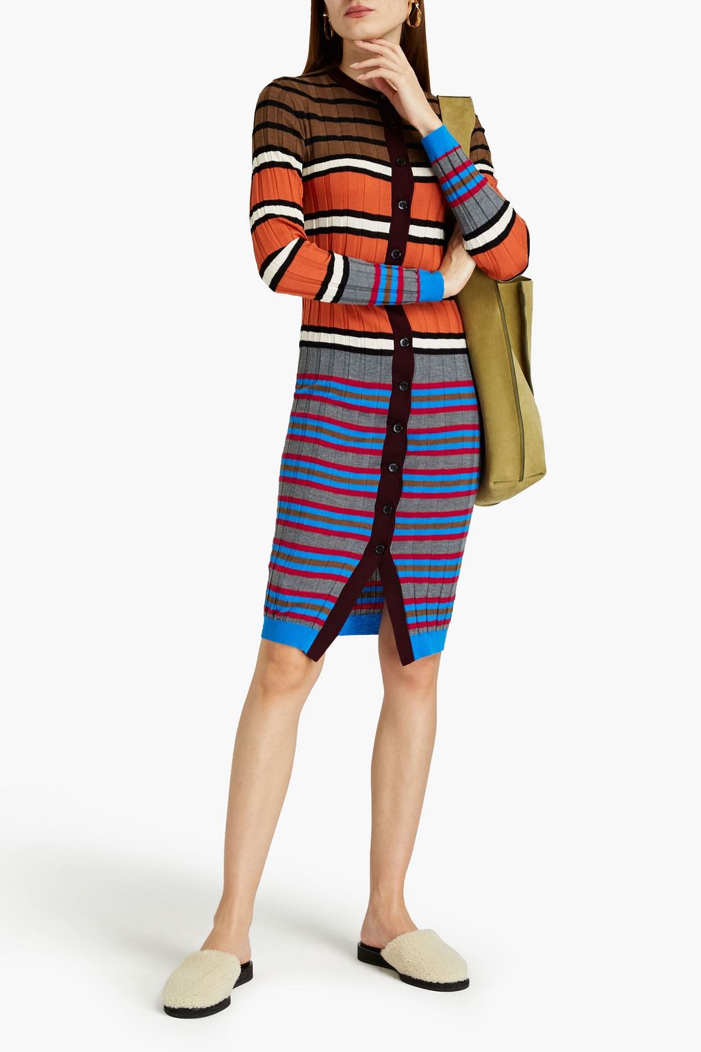 MARNI Cardigan aus gerippter Wolle mit Streifen