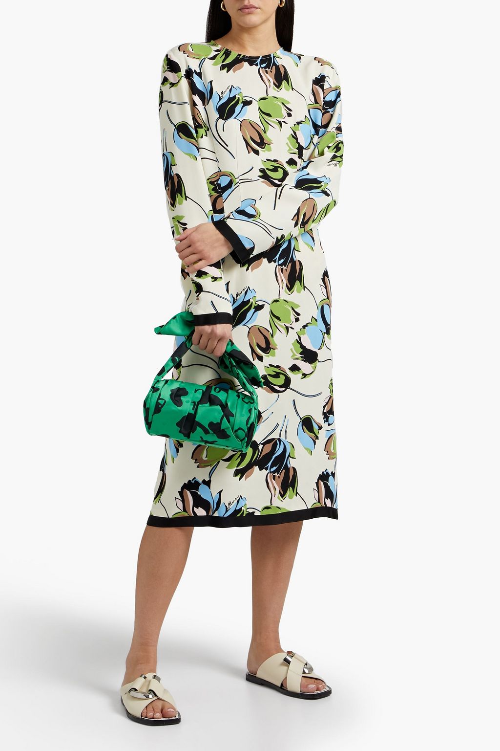 MARNI Midikleid aus Crêpe mit floralem Print