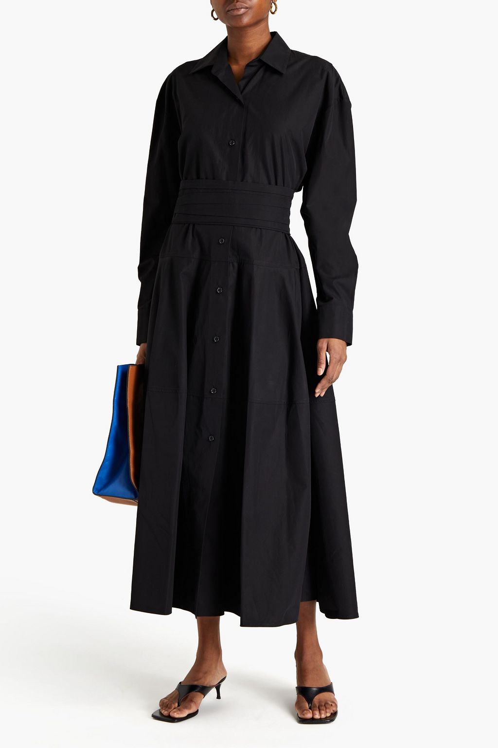 MARNI Belted cotton-poplin maxi shirt dress