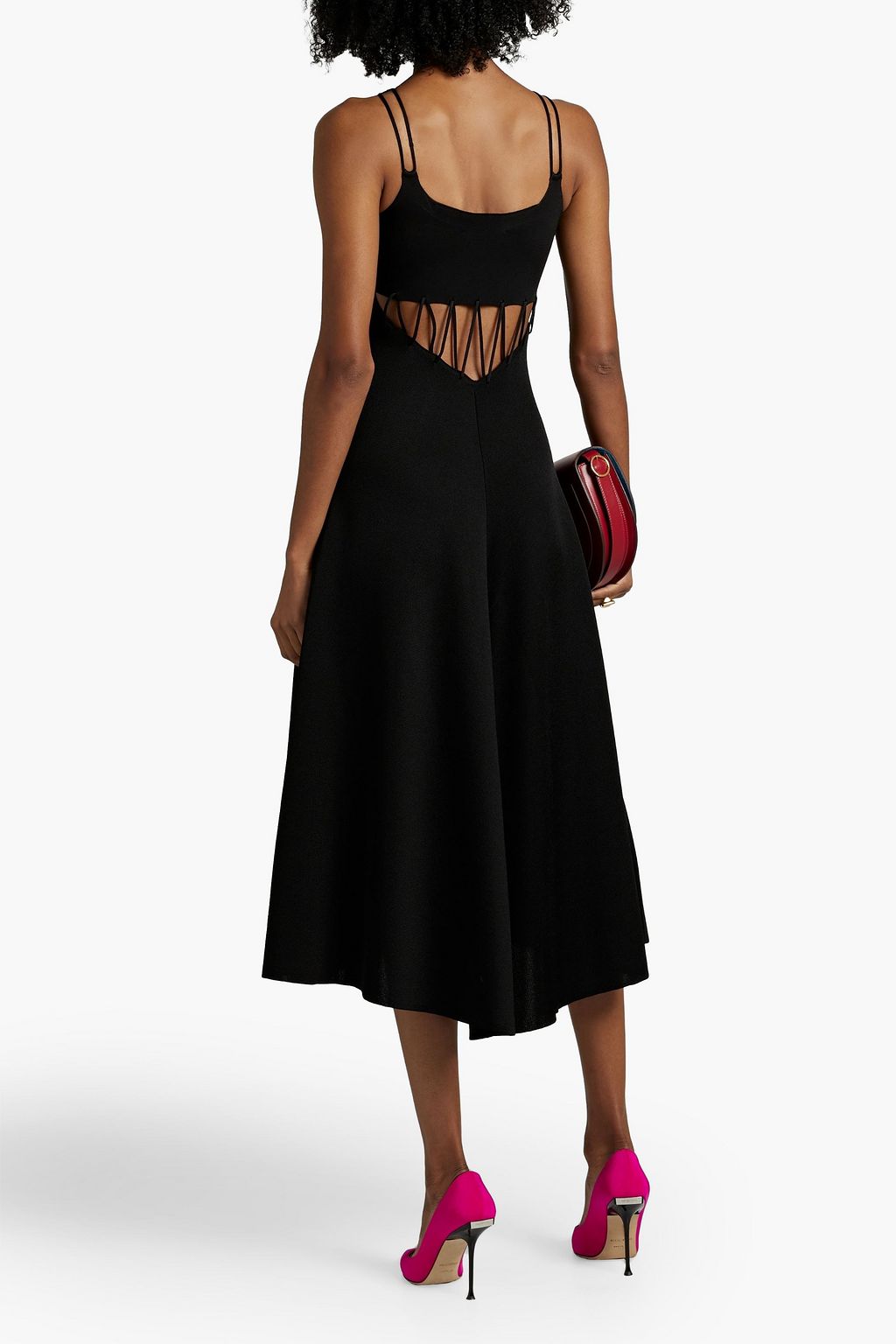 VICTORIA BECKHAM リブ編みニット ミディワンピース レースアップ