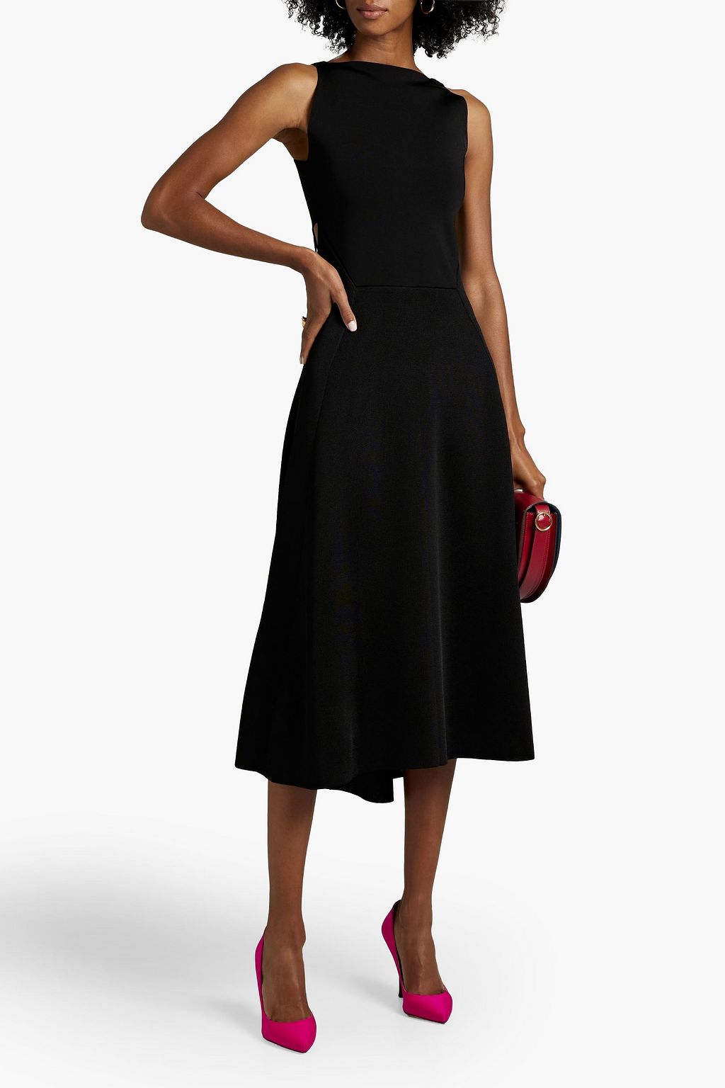 VICTORIA BECKHAM リブ編みニット ミディワンピース レースアップ