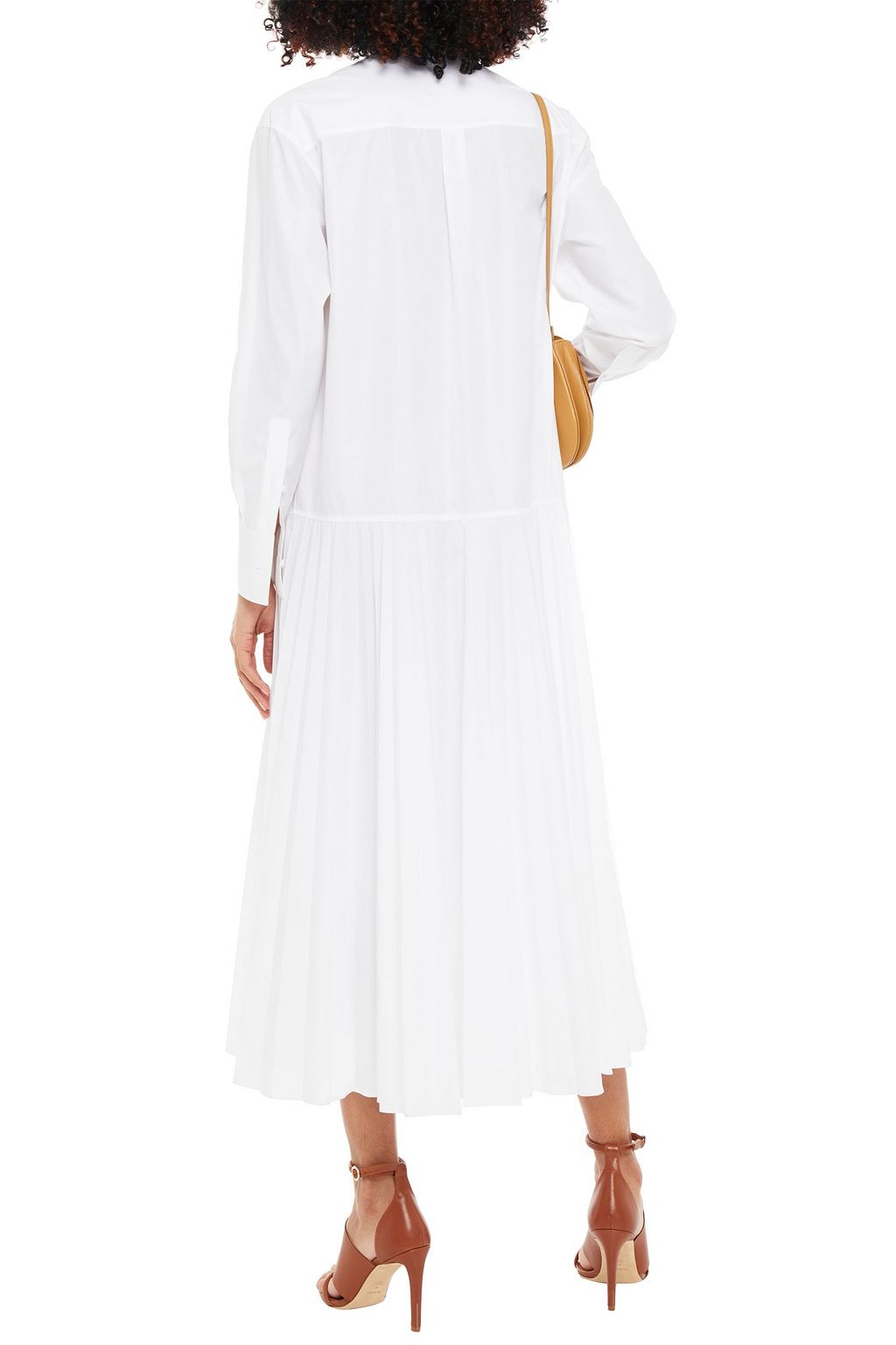 VALENTINO GARAVANI Pleated cotton-blend poplin midi dress