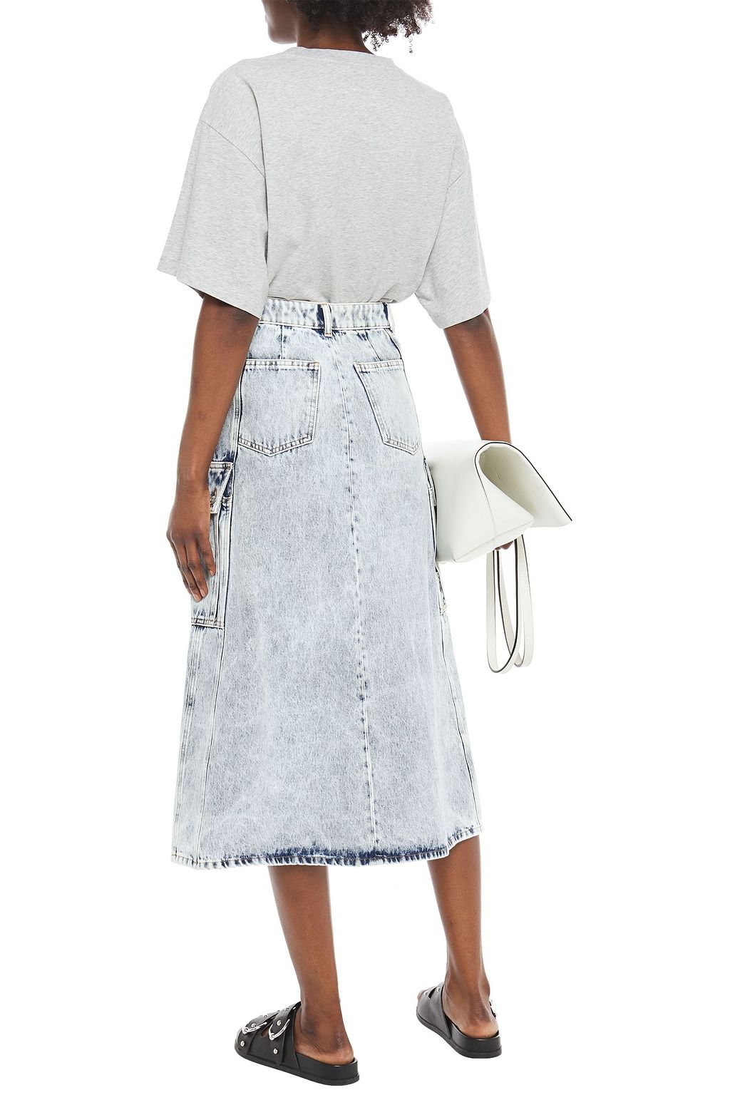 MM6 MAISON MARGIELA Acid-wash denim midi skirt