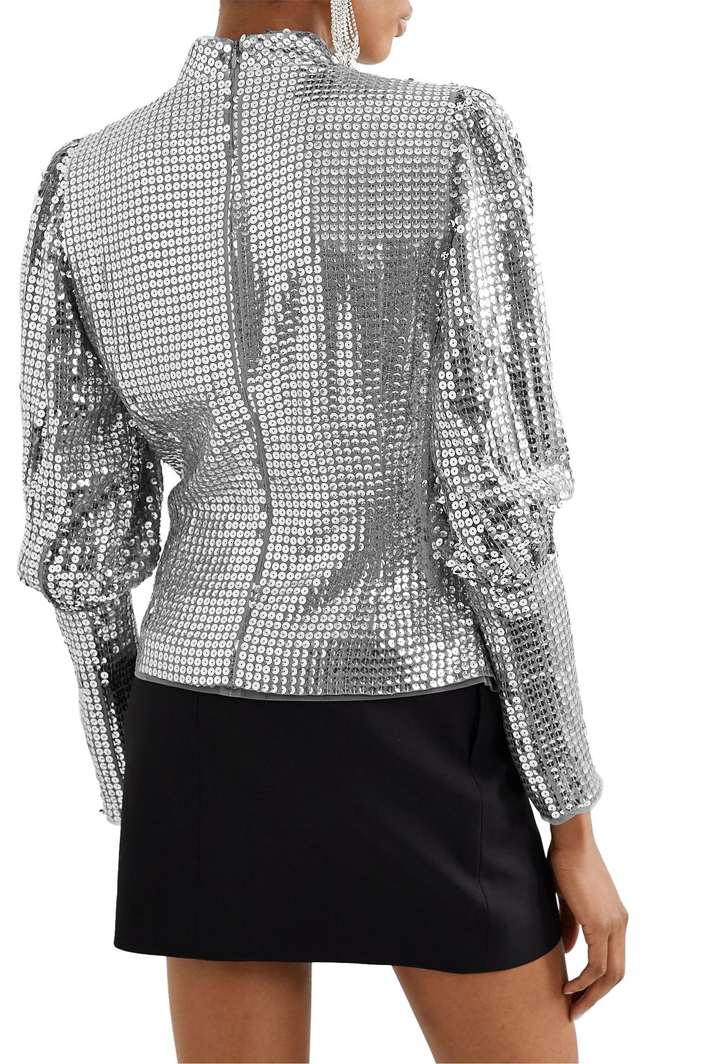 DE LA VALI Jane sequined crepe top
