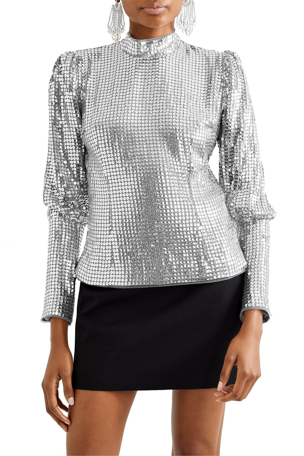 DE LA VALI Jane sequined crepe top