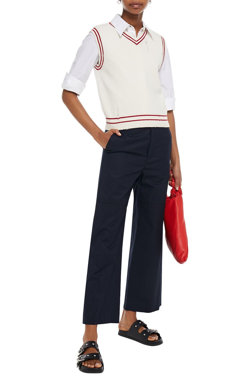 MM6 MAISON MARGIELA Cropped cotton-twill wide-leg pants