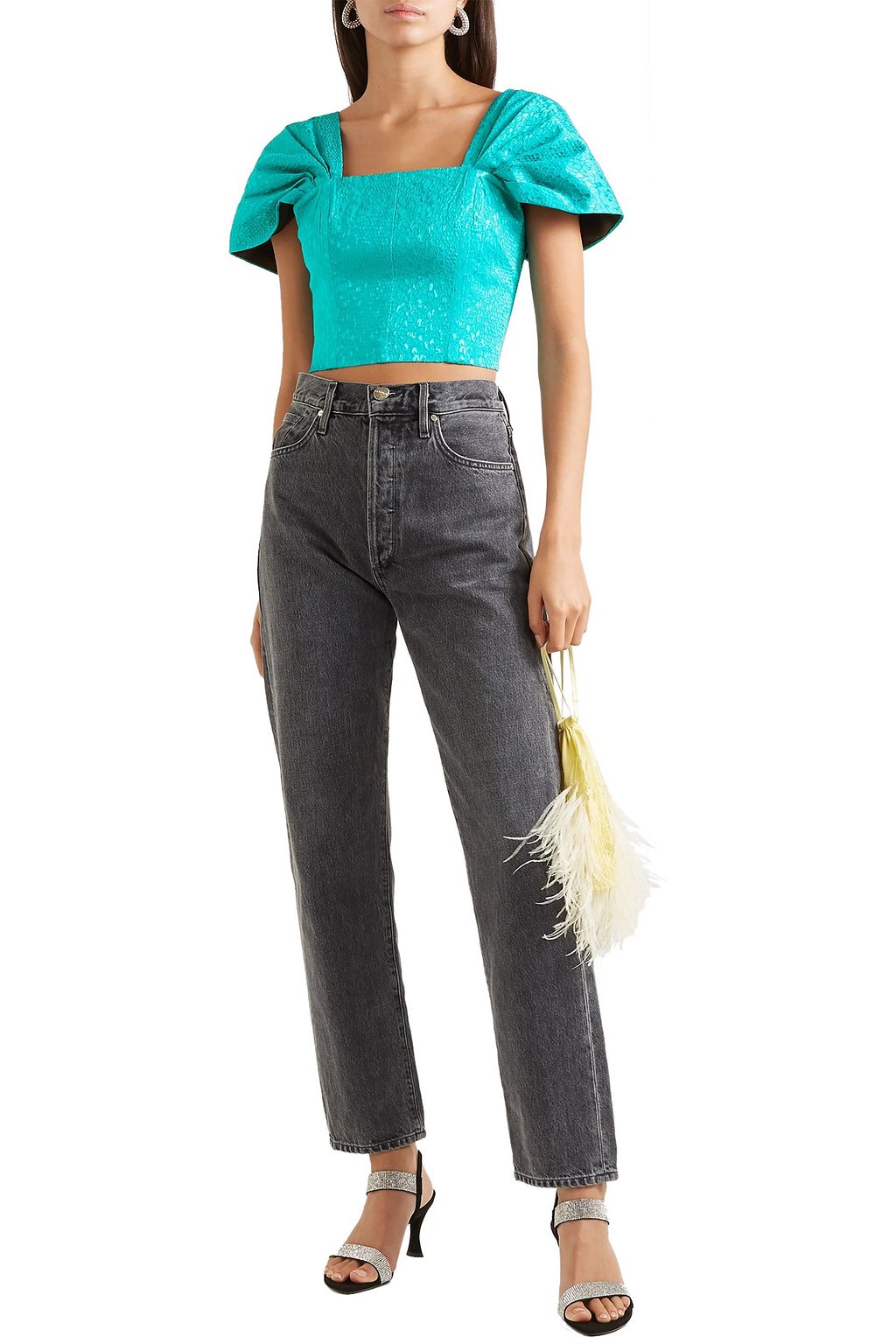 ROTATE BIRGER CHRISTENSEN Petra cropped metallic jacquard top