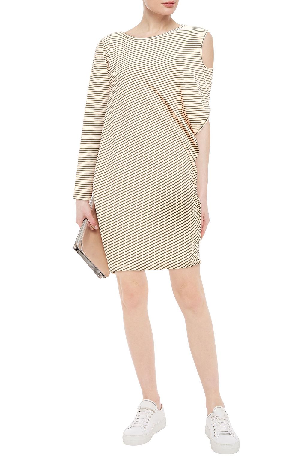 MM6 MAISON MARGIELA Cutout striped stretch-cotton jersey mini dress