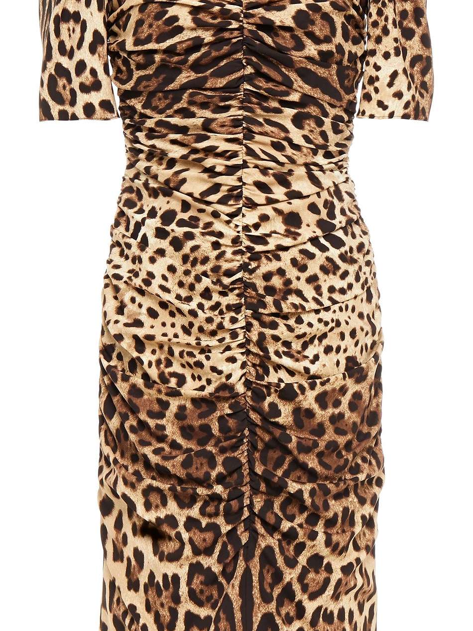 ruched leopard-print silk-blend crepe dress