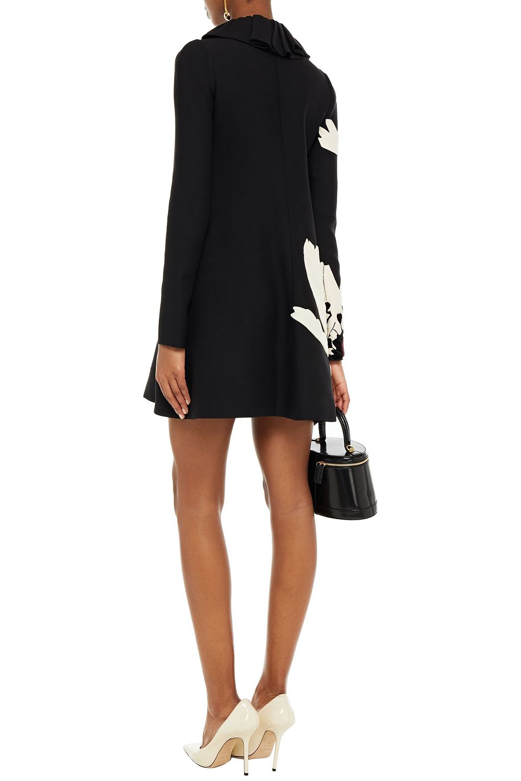 VALENTINO GARAVANI Embellished wool and silk-blend crepe mini dress