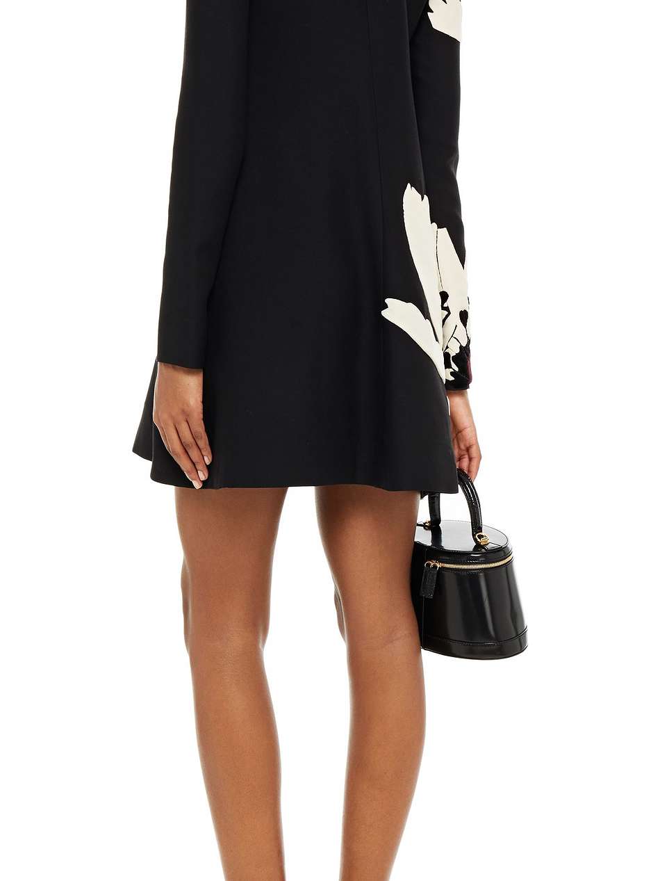 embellished wool and silk-blend crepe mini dress