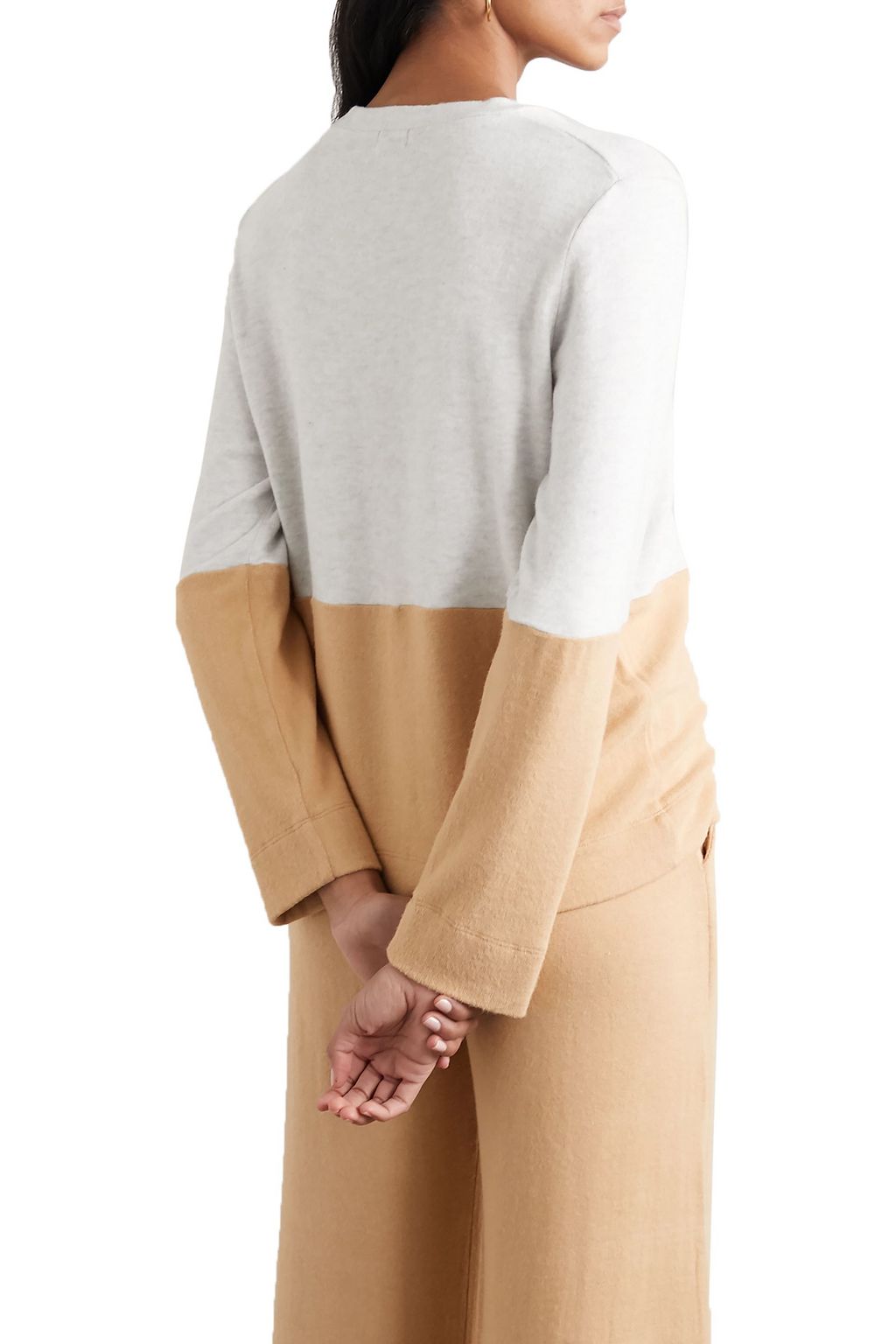 LESET Lori two-tone brushed stretch-knit sweater