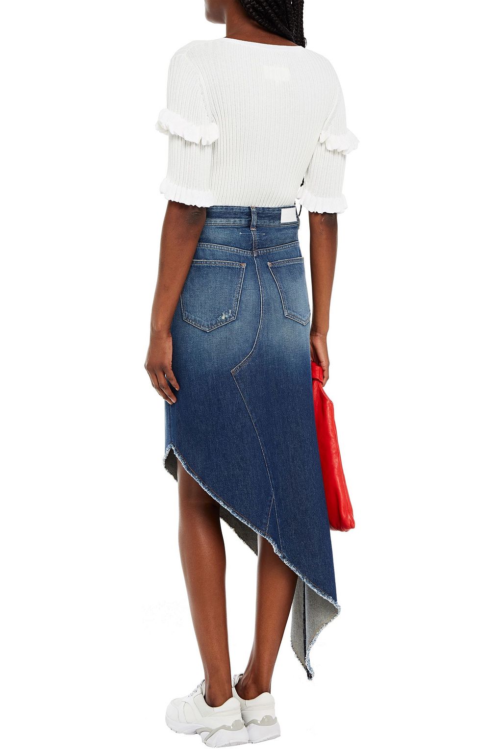 MM6 MAISON MARGIELA Asymmetric distressed denim skirt