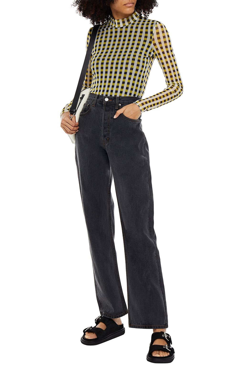 STILL HERE Childhood embroidered high-rise straight-leg jeans