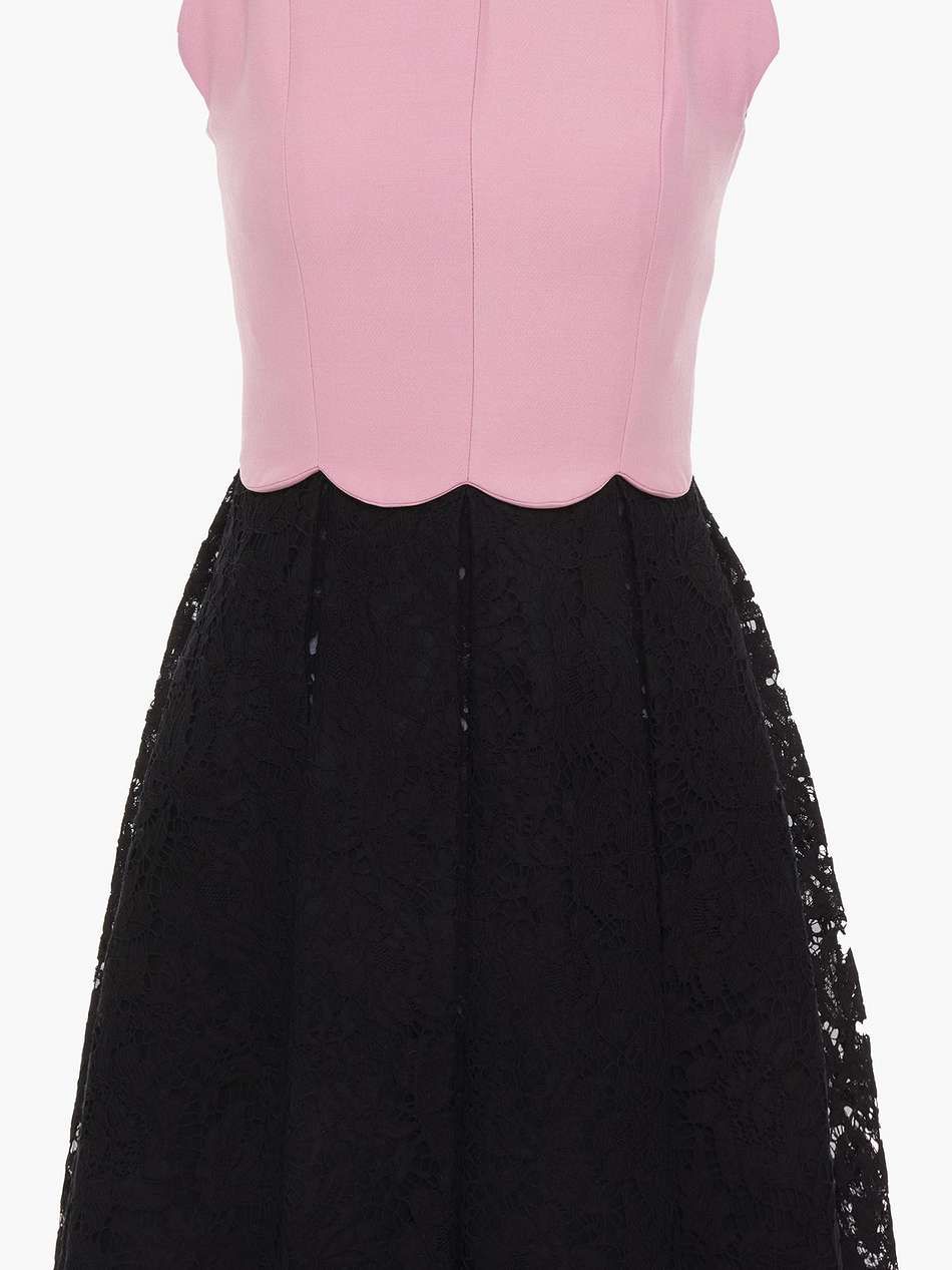 two-tone crepe and corded lace mini dress