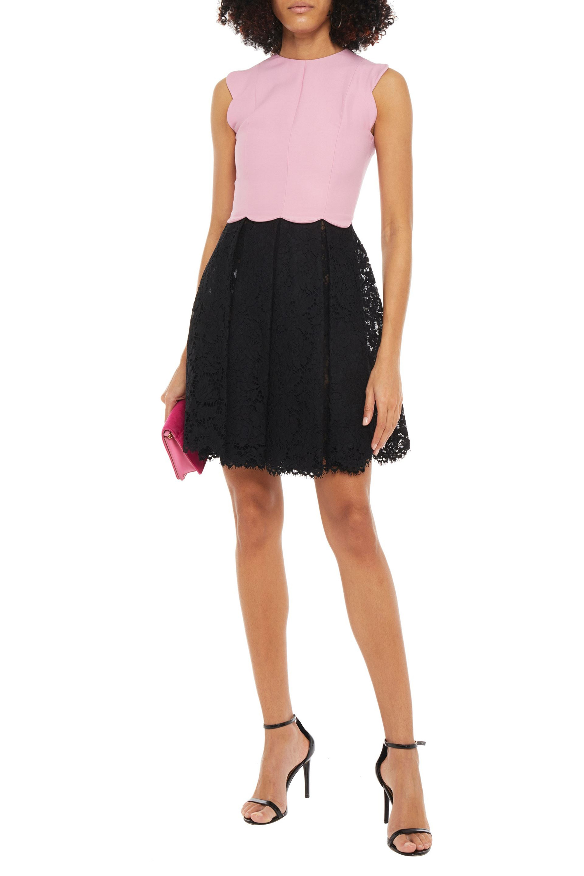 Valentino Garavani Two-tone crepe and corded lace mini dress