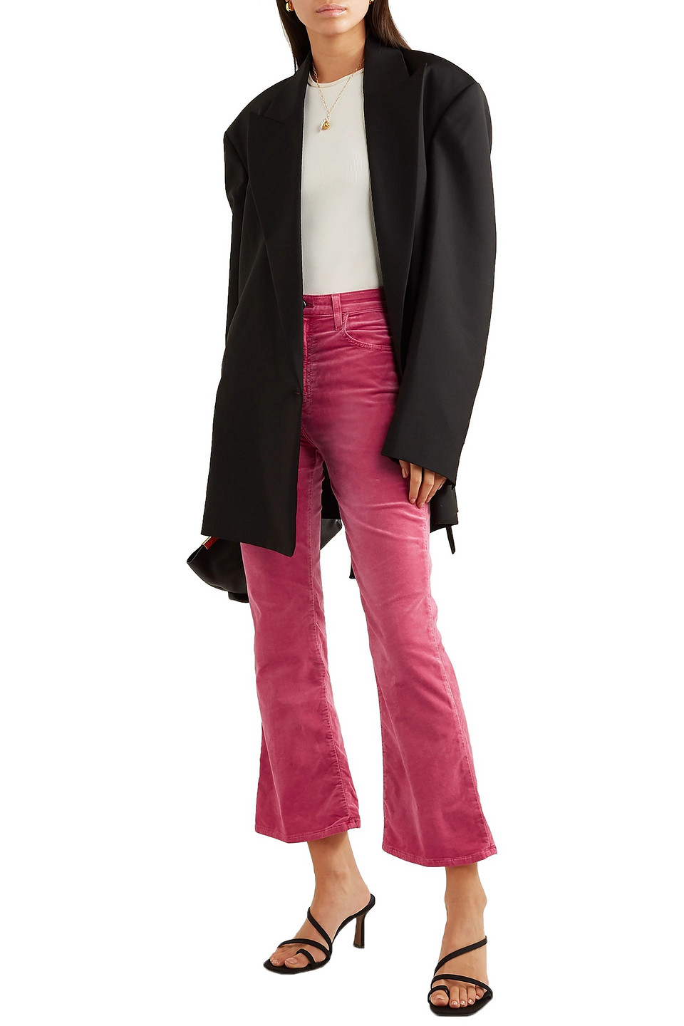 J Brand Julia Cotton-blend Velvet Kick-flare Trousers In Fuchsia