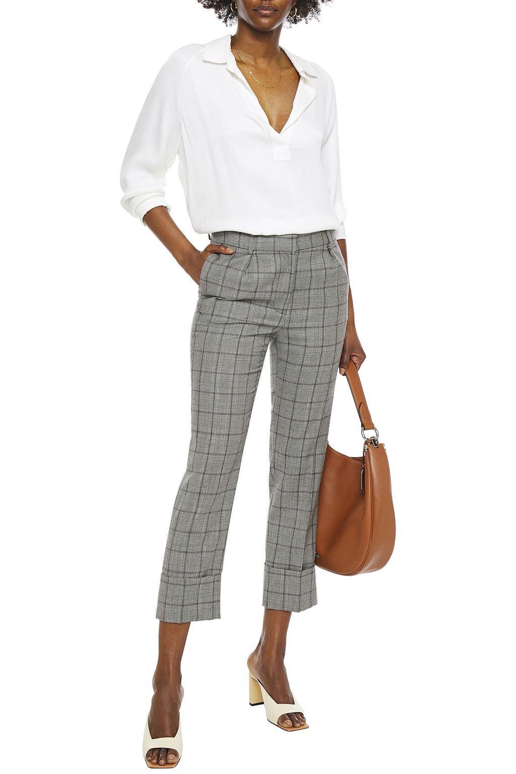GOAT Kooper cropped Prince of Wales checked wool slim-leg pants