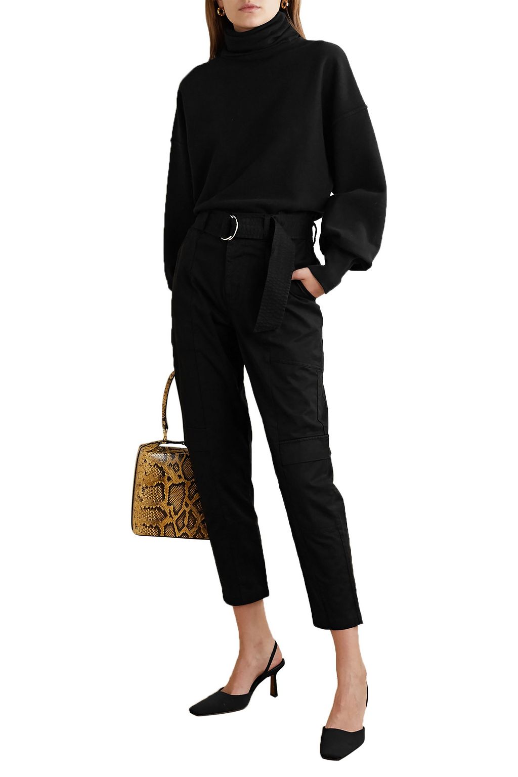 J BRAND Athena belted cotton-blend twill tapered pants