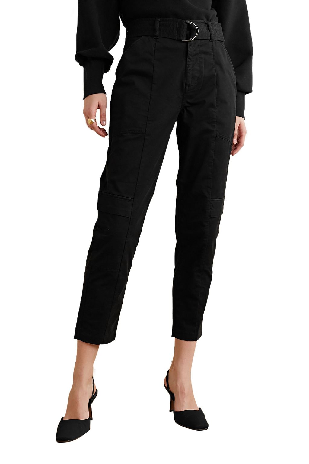 J BRAND Athena belted cotton-blend twill tapered pants