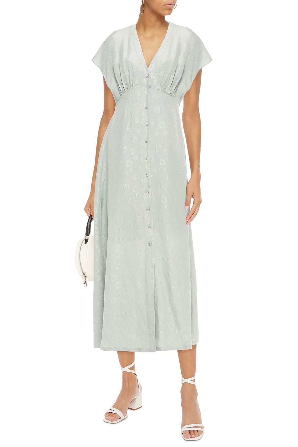 SAMSØE Φ SAMSØE Gathered silk-jacquard midi dress