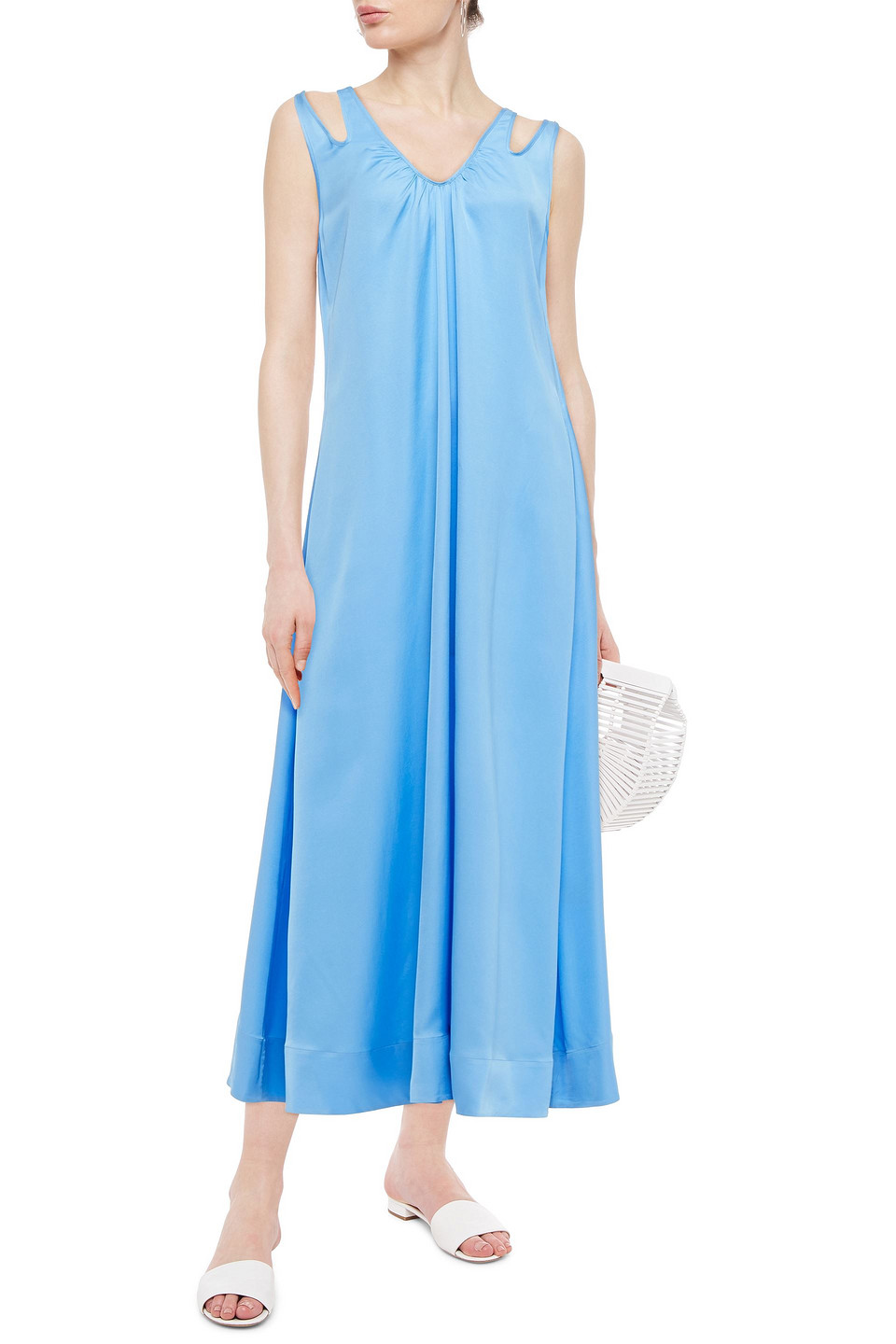 Rodebjer Oceanside Cutout Twill Maxi Dress In Blue