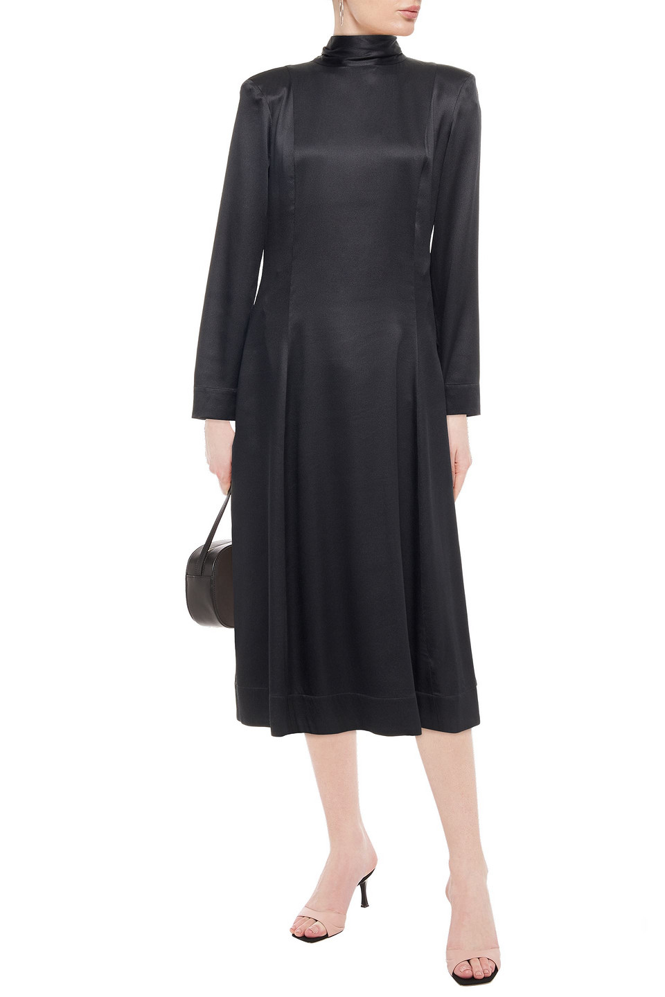 Rodebjer Acela Bamboo-blend Satin-crepe Midi Dress In Black