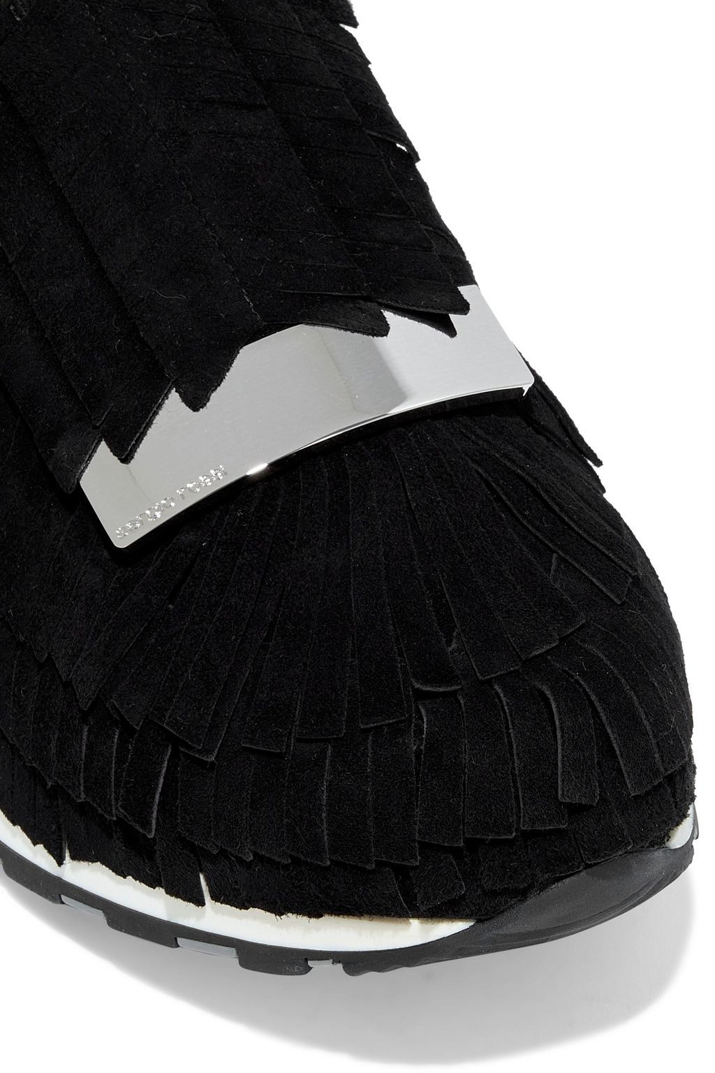 SERGIO ROSSI sr1 Running fringed suede, leather and stretch-knit sneakers