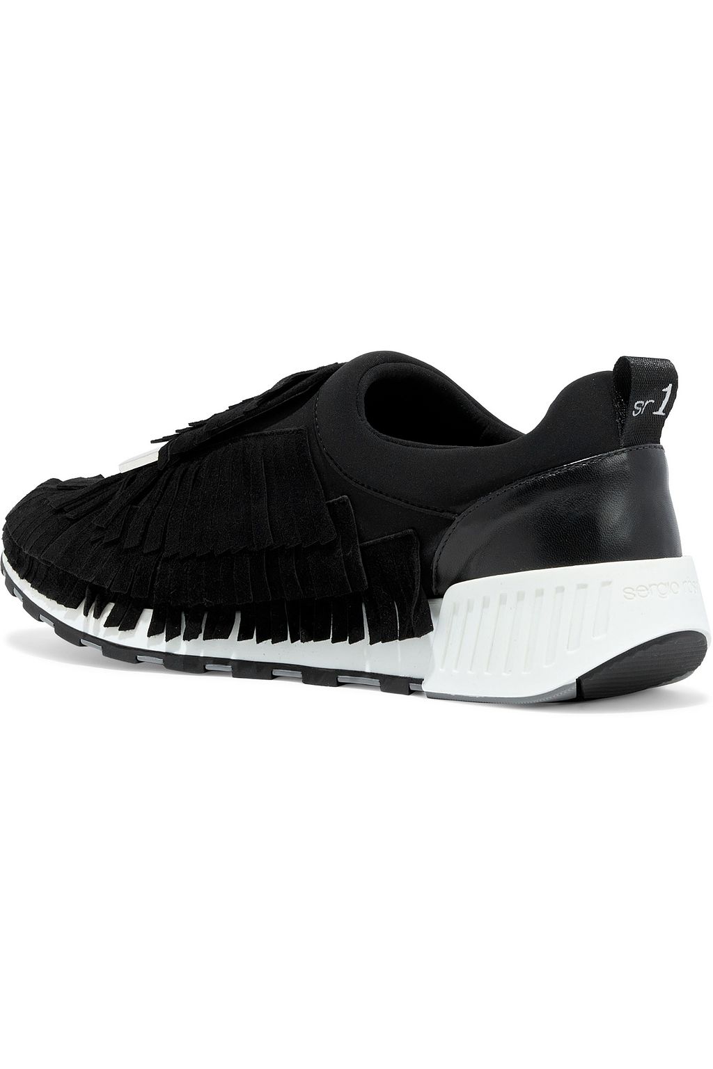 SERGIO ROSSI sr1 Running fringed suede, leather and stretch-knit sneakers