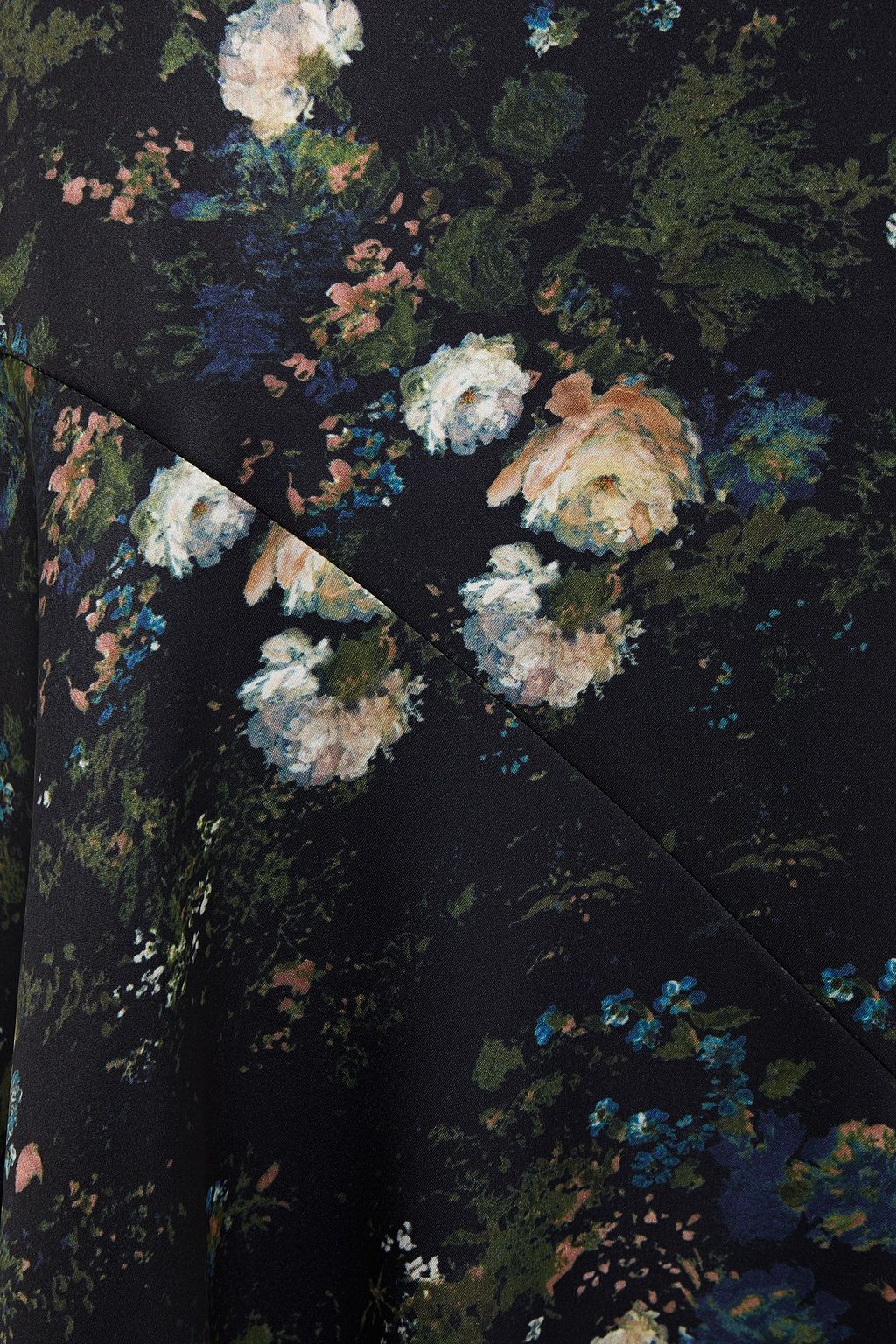 VINCE. Asymmetric floral-print satin midi skirt