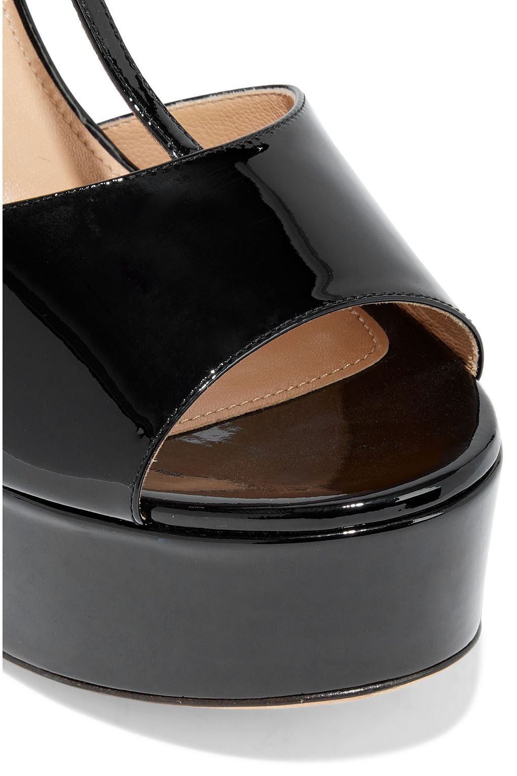 SERGIO ROSSI Patent-leather platform wedge sandals